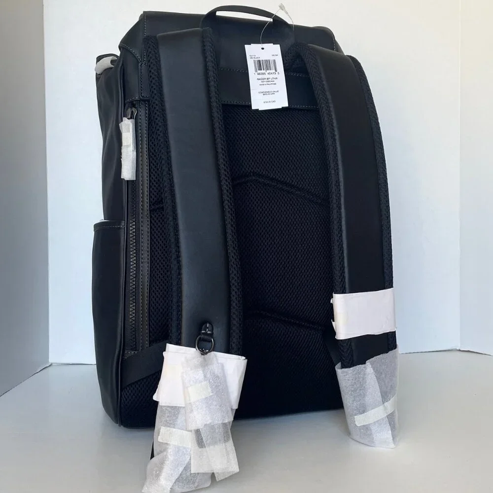 Coach Racer Backpack Large Black Calf Leather Laptop Bag CU112 ORGPKG